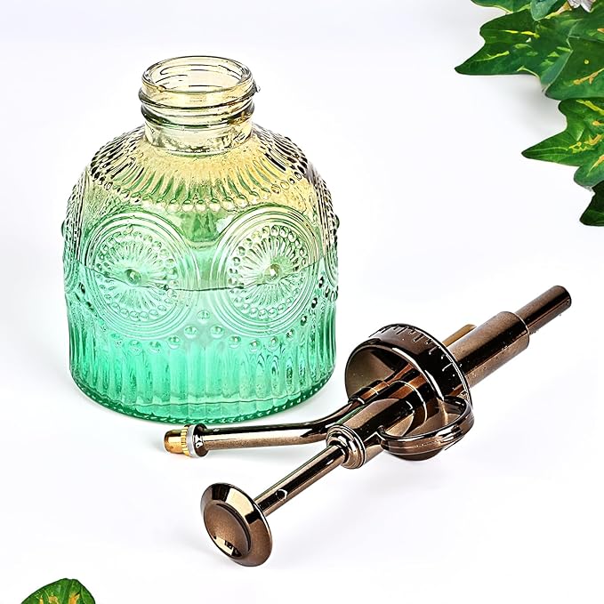Glass Plant Mister Spray Bottle, 230ML Vintage Plant Spritzer, Succulent Watering Bottle Glass with Top Pump, Small Plants Sprayer Watering Can for Indoor Outdoor House