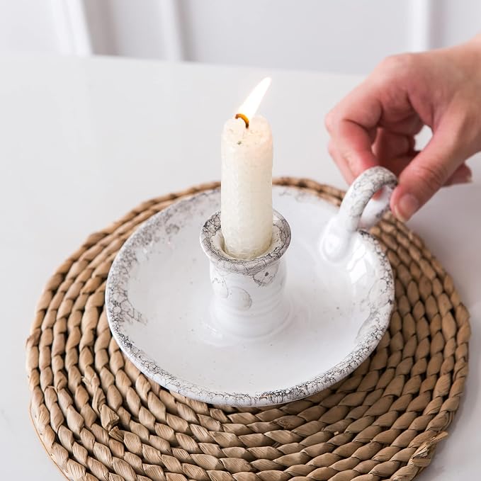 Candle Holder Ceramic Candlestick Holder, Candlelight Stand for Spell Candles, Taper Candles, and Incense, Halloween Christmas Dining Room Home Decoration Display
