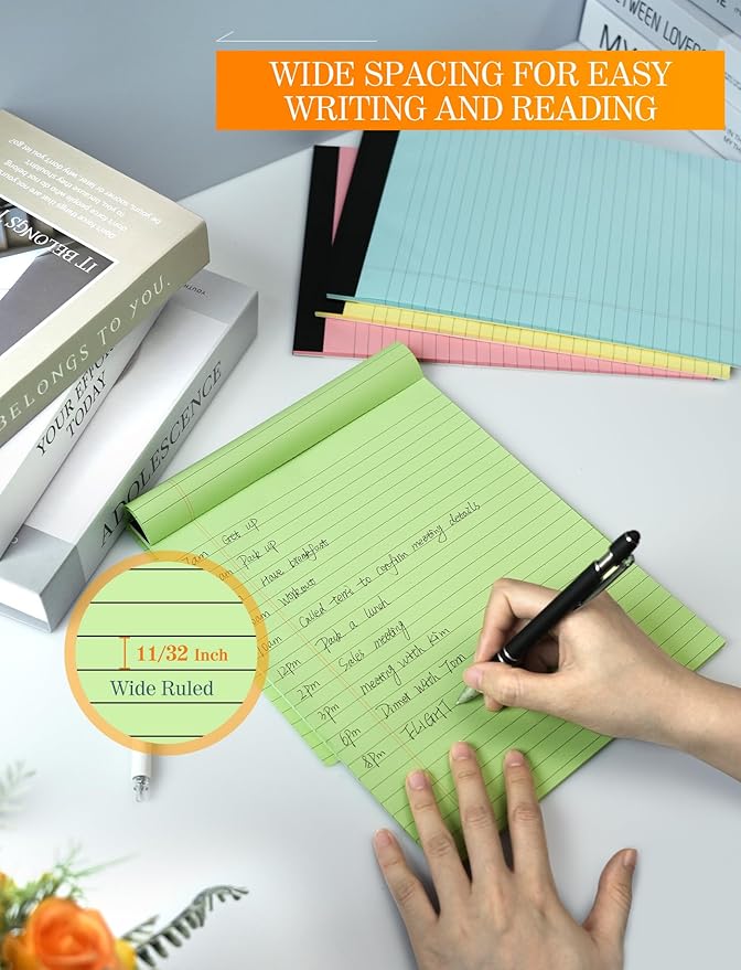 Zaviko Legal Pads 8.5 x 11 Colored Note Pads, 12 Pack Colored Paper Pads 8.5x11 Lined Paper, Pads of Paper Writing Pads, Wide Ruled Notebook Pad 8 1/2 x 11, Legal Notepads 8.5 x 11, 30 Sheets/Pad
