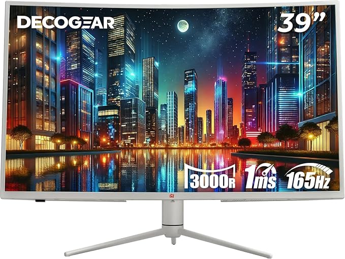 Deco Gear 39 Curved Ultrawide Gaming Monitor, 2560 x 1440, HDR400, 165 Hz, 99% sRGB, HDMI 2.0, DP 1.4 Limited White Edition - Exclusive