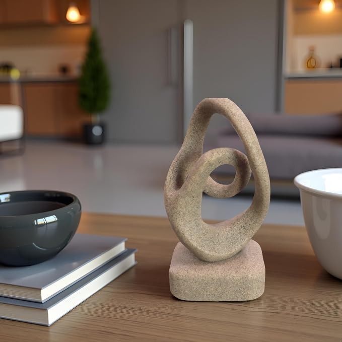 Abstract Modern Ribbon Decorative Sculpture, Knot Sculptures,Home Decor,Coffee Table Statues,Dining Living Room Desk Decor,Shelf Decoration (Beige-B)