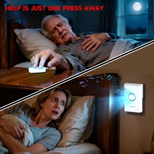 Caregiver Pager - Wireless Emergency Call Button for Seniors & Disabled | 500 Feet Range, SOS Alert System