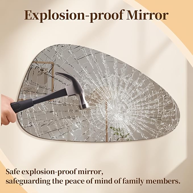 Niccy Irregular Mirror, 24"x40" Asymmetrical Bathroom Mirror, Decorative Modern Mirrors for Bathroom, Bedroom, Living Room, Entryway, Frameless Vanity Mirror, Unique Wall Mounted