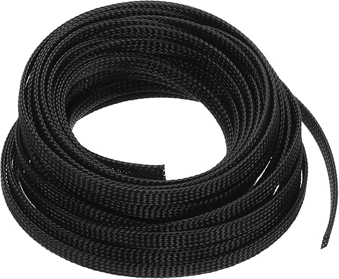 uxcell PET Expandable Sleeving 25ft 1/4" Black Cable Management Sleeve Cord Organizer for Wrap Protect Cable