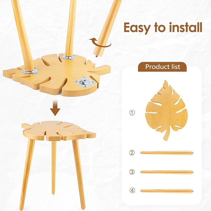 Plant Stool Stand for Indoor Use, Pine Wood Monstera Pot Holder, Decorative Corner Flower Table for Living Room, Tall Tripod Planter Rack for Home Office Patio Bedroom