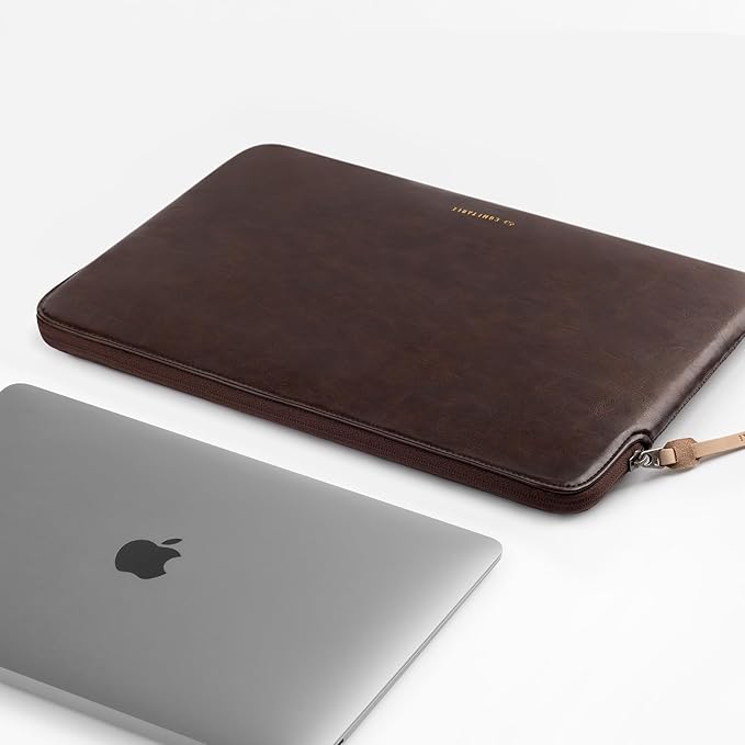 Comfyable Slim Protective Laptop Sleeve Compatible with 13/13.3/14 Inch MacBook Air & MacBook Pro, Mac Travel Case, Laptop Pouch, Slim PU Leather Cover M5/M4/M3/M2/M1 2025-2021, Briarwood