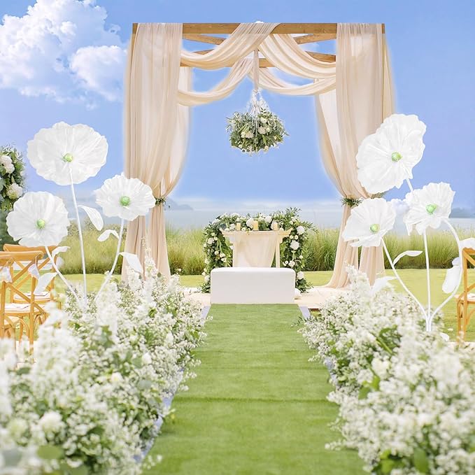 White Giant Flowers - 5.58ft Huge Floral Decorations Silk Durable Large Flowers for Christmas Wedding Classroom Decoration Birthday Party Baby Shower Beautify Room-White
