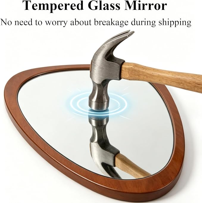 Ferytange Asymmetrical Wall Mirror Wood Frame, 36" H×28" W Modern Irregular Decorative Mirror, Unique Wall Art for Living Room Bedroom Entryway, Mid Century Modern Home Decor