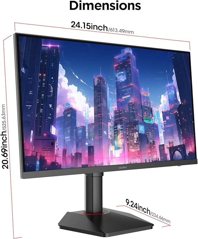 KOORUI Gaming Monitor, 27" Fast IPS Computer Monitor, 320Hz QHD HDR400 Display, PIP/PBP Mode 1ms PC Screen, 98% DCI-P3 Color Gamut, Adaptive Sync, VESA Mountable, HDMI 2.0, DP 1.4, G2721E