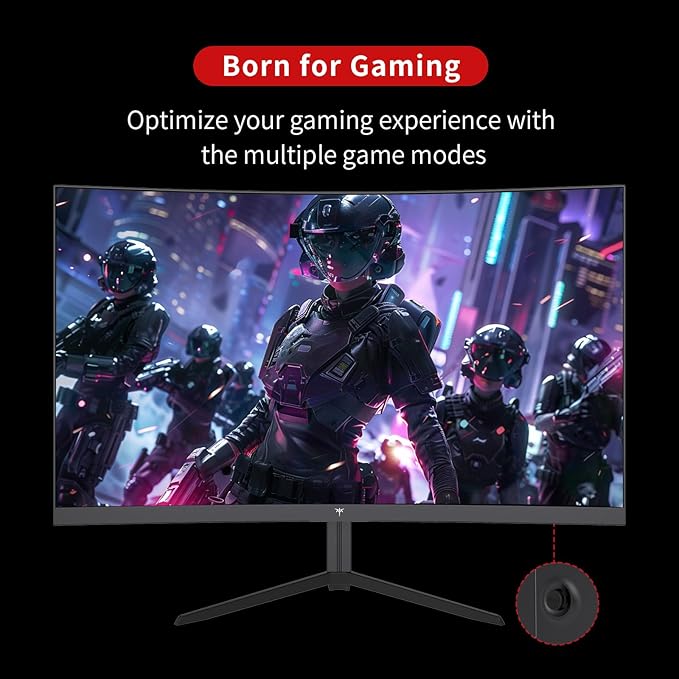 KTC 24 Inch 1500R Curved Gaming Monitor,180Hz 1ms FHD 1080p VA Monitor, Adaptive Sync, 110% sRGB, HDR Support, DisPlayPort/HDMI,Tilt, VESA for Gaming Home Office Business PS5 PC Monitors