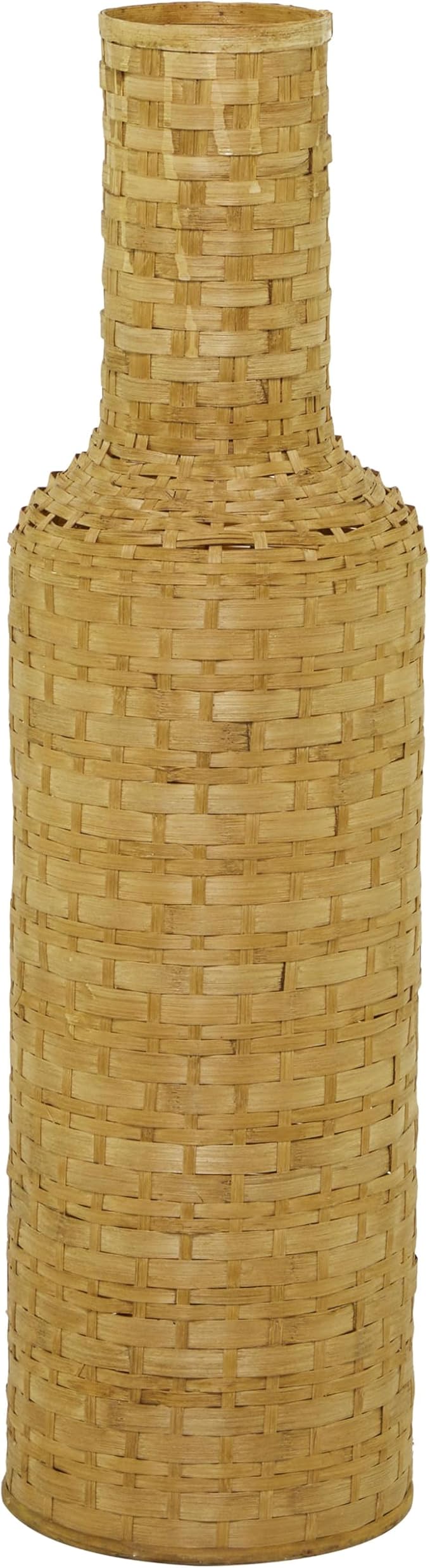 Deco 79 Bamboo Wood Decorative Vase Tall Woven Floor Centerpiece Vase, Vase for Home Decoration 8" x 8" x 30", Brown