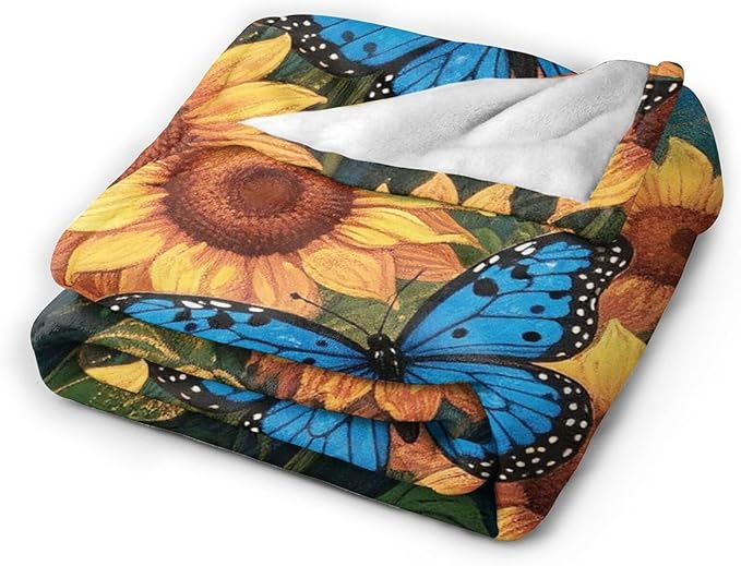 Sunflower Blanket Flower Throw Blanket Soft Cozy Fleece Fuzzy Stuffed Plush Flannel Gifts for Girls Women Boys Kids Adults 40''x50''