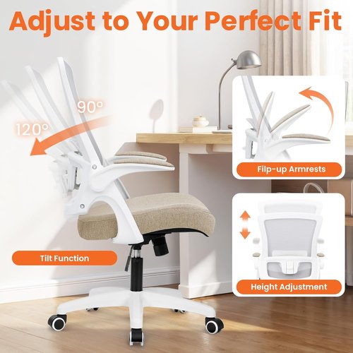 NEO CHAIR Ergonomic Gaming Chair - High Back Mesh Seat with Adjustable Armrests | Beige Color