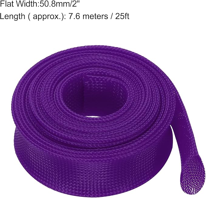 uxcell Expandable Sleeving, 2-inch 25ft Cable Sleeve, Purple