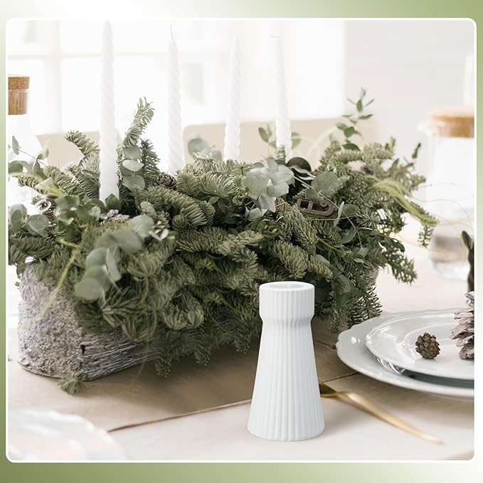 Mumufy 6 Pcs White Taper Candle Holders for Candlesticks Ceramic Candle Stick Modern Decorative Candlestick Stand for Wedding Table Centerpiece Dinner Desktop Decoration Housewarming Gift