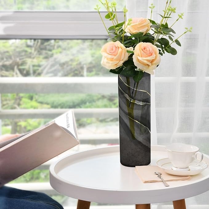 Vase Plastic Vase Elegant Cylinder Flower Vase Shatterproof Decorative Centerpiece for Home Table Office Weddings Events (11.8 x 3.9 in)