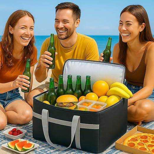 musbus Insulated Food Delivery Bag Cooler Bags Keep Food Warm Catering Therma for doordash Uber Eats Catering Shopper hot BLACK travel grocery pizza portable beach soft sided