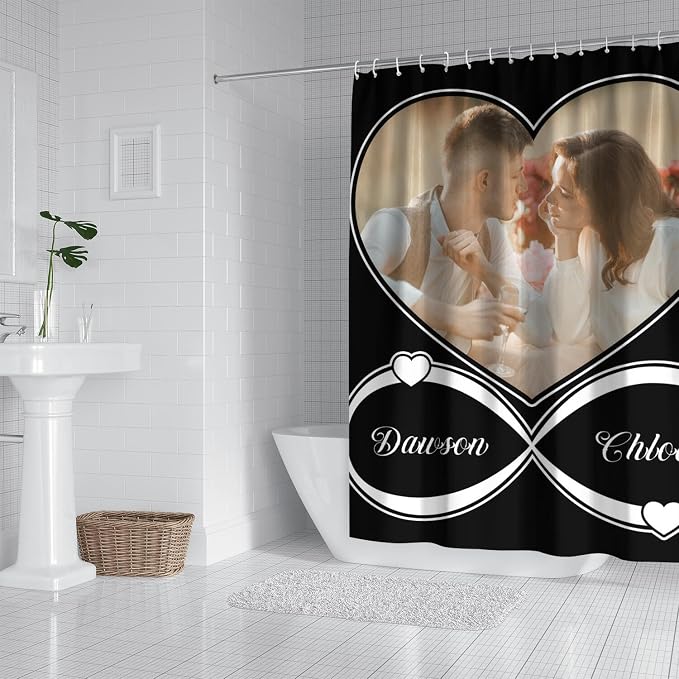 Personalized Shower Curtain Set Custom Photo Shower Curtains Modern Minimalist Home Bathroom Curtain Decor with 12 Hooks 72 Inch Wide * 72 Inch High