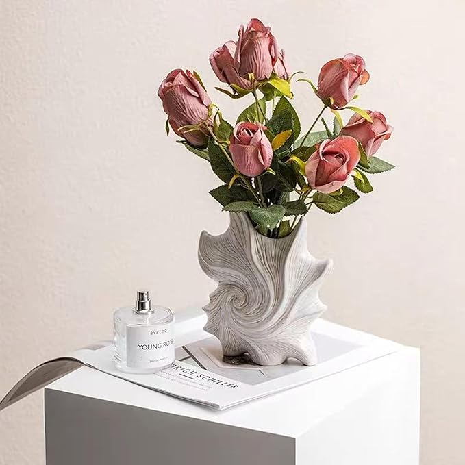 Small Ceramic Flower Vase for Home Decor - Cute Starfish Decorative Vase for Home Decor,White Ceramic Vase for Flowers,7.6 Inch Modern Vases for Ideal Shelf Decor Table Living Room Décor