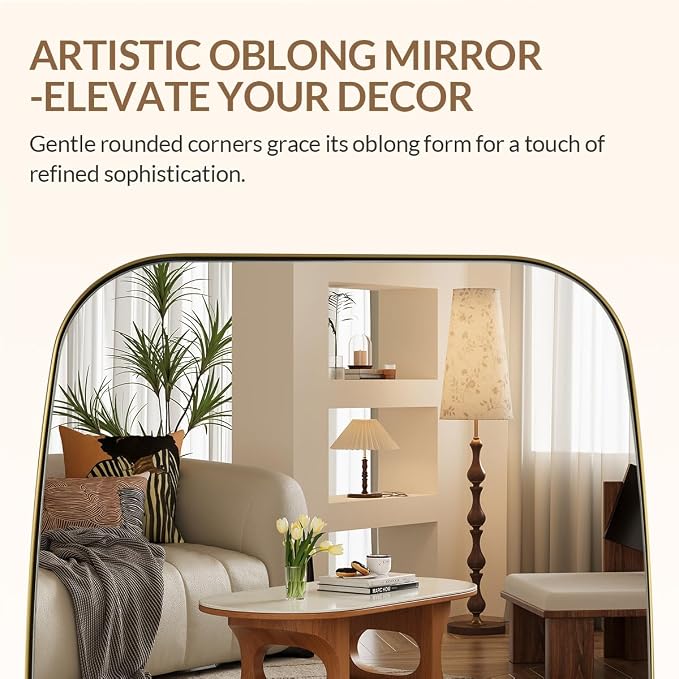 ANDY STAR Oval Mirrors for Bathroom, 24x30 Gold Bathroom Vanity Mirror with Metal Frame, Brass Oblong Mirror for Over Sink, Modern Anti Rust Wall Mounted