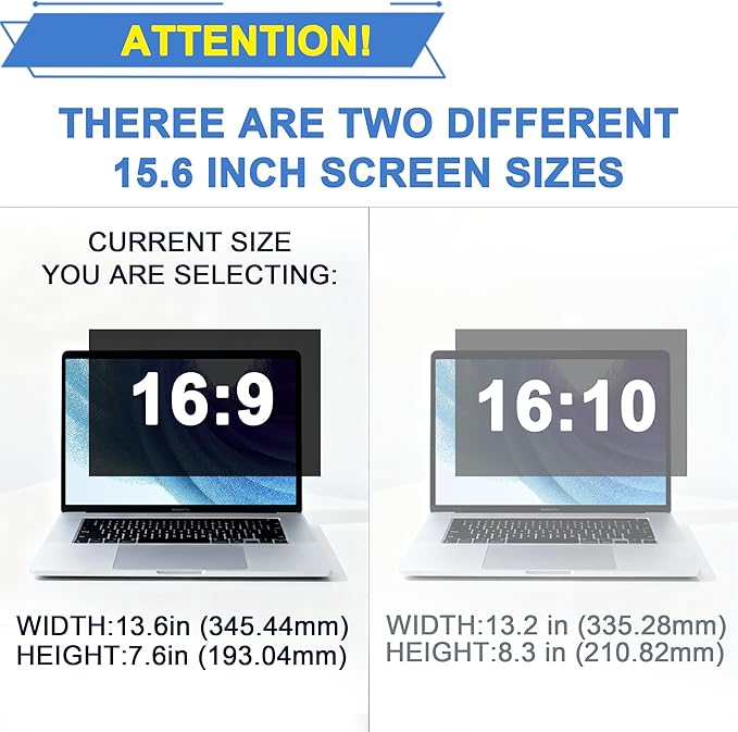 4-Way Laptop Privacy Screen Shield 15.6 Inch, Removable 16:9 Aspect 360° Privacy Filter Screen Protector for 15.6 Inch Laptop Computer, Anti Glare Blue Light Slide Mount Tabs Cover for Generic Laptop