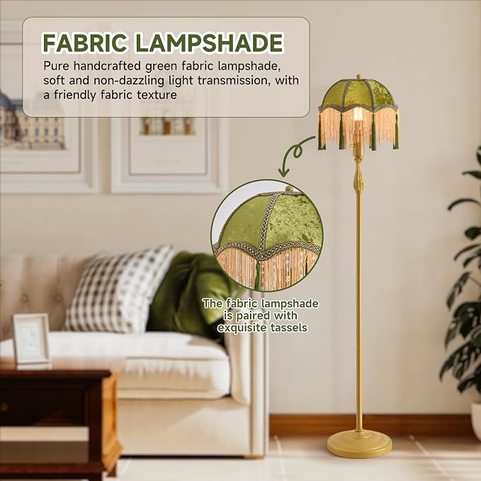 Vintage Floor Lamp - 62.6" Mid-Century Modern Standing Light Nordic Reading Lamp for Living Room/Bedroom/Office/Dorm | Classic Luxe Design