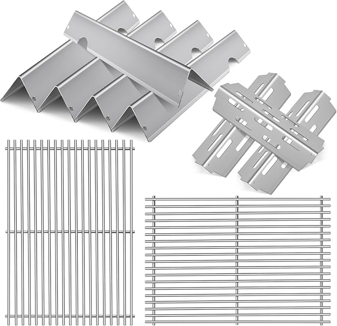 LPTNFRTN Stainless Steel Grill Flavorizer Bar Heat Plates with 2 Pack Grates BBQ Gas Grill Replacement Parts for Weber Genesis II 300 Series Genesis II E-310 E-315 E-330 E-335 S-310 S-335 Gas Grill