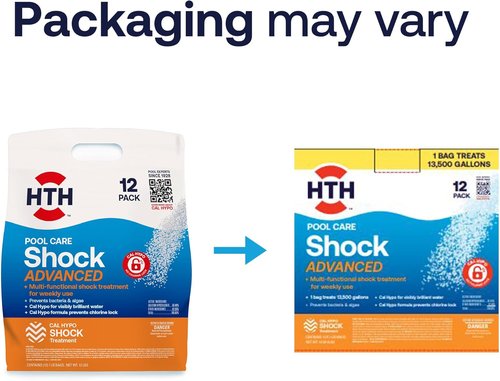 HTH 52037R Pool Care Shock - Advanced Cal Hypo Formula for Crystal Clear Water | 1lb (12 Pack)