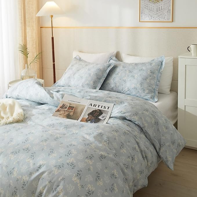 HighBuy Blue Flowers Bedding Comforter Sets for Twin XL Bed 3 Piece Vintage Floral Comforter Twin XL for Girls Teens Bedroom,Farmhouse Floral Comforter Fluffy Soft for All Season