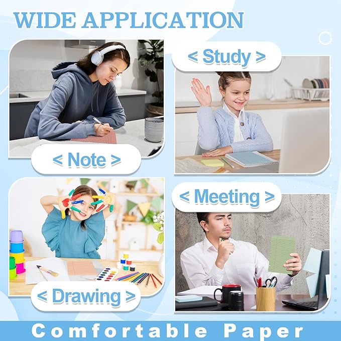 200 Sheets Half Letter Lined Paper 5.5 X 8.5 In Colored Notebook Paper College Ruled Loose Leaf Paper 3 Hole Punched Half Mini Binder Inserts Fit 3 Ring Binder for School Office