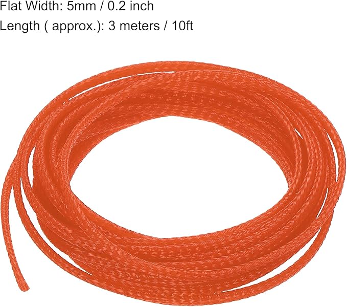 uxcell PET Expandable Sleeving 10ft 1/8" Orange Cable Management Sleeve Cord Organizer for Wrap Protect Cable