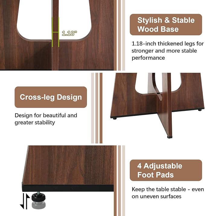 47" Round Dining Table for 4-6 Walnut, Farmhouse Wood Circle Dinner Table, Dark Brown Wooden Circular Dinner Tables Easy Assembly for Dining Room/Kitchen/Living Room/Apartment (Table Only)