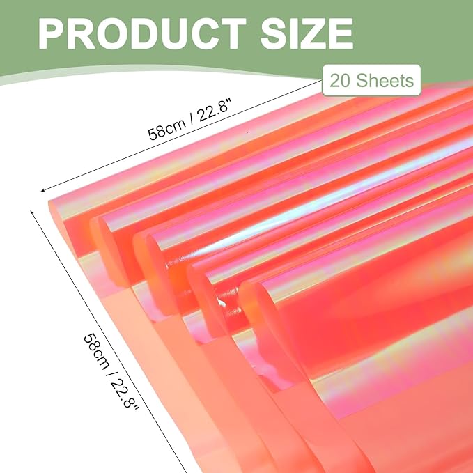 PATIKIL 22.8 x 22.8 Inch Flower Wrapping Paper, 20 Pcs Iridescent Double Sided Plastic Bouquet Packaging Waterproof Florist Supplies DIY Crafts Gift Packaging Gift Box Wedding, Lotus Pink