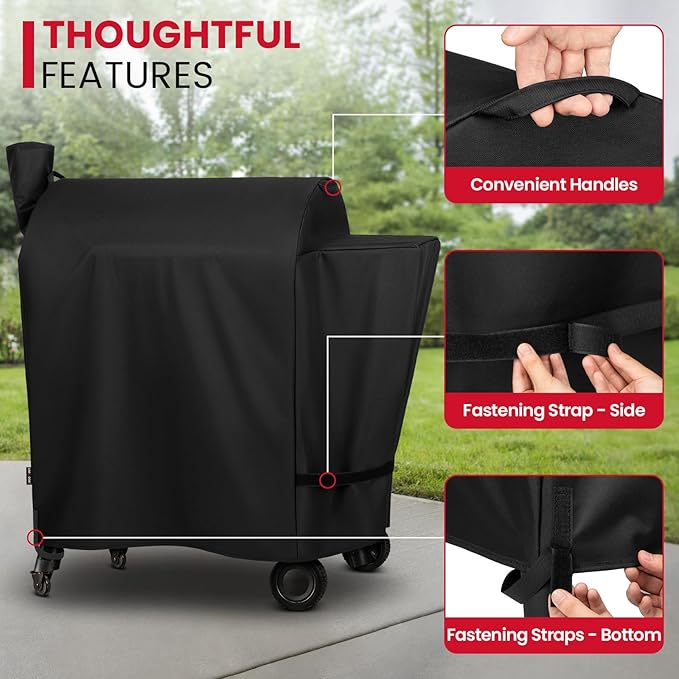Unicook Pellet Smoker Cover for Traeger Pro 780 Series, Heavy Duty Waterproof Full Length BBQ Smoker Grill Cover, Outdoor Weather Resistant Barbecue Ptrotection, Black