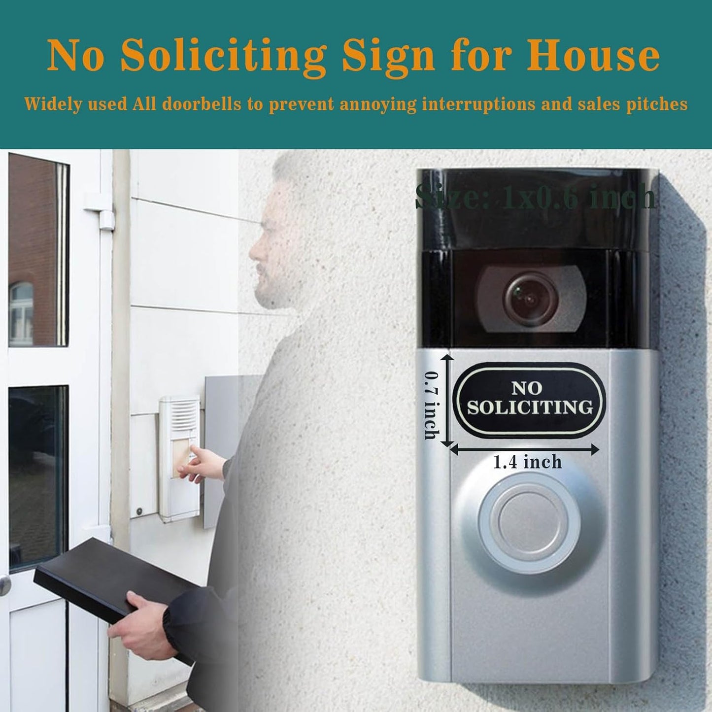 Skiennix No Soliciting Sign - Glow in the Dark Stickers | 6 Pcs Tiny Size for Door, Wall, Window