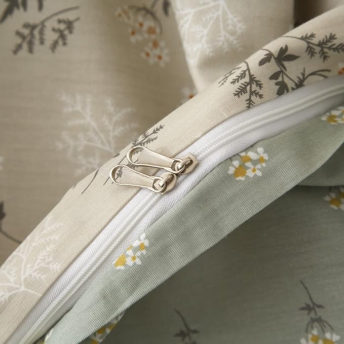 VM VOUGEMARKET Garden Flower Duvet Cover Set Queen Cotton Aesthetic Bedding Set Reversible Duvet Cover with 2 Pillow Shams,Blooming Comforter Cover for Girls