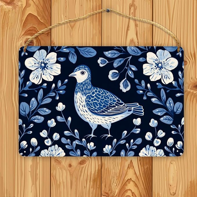 Art Deco styles Blue Bird Wooden Art, 12x8 Inch Stylish Wood Decors for Retro Design Lovers & Nature Fans, Infuse Your Home with Elegant Botanical Retro Vibes