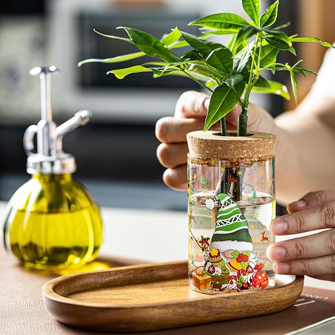 Christmas Vase, Christmas Themed Propagation Stations, Glass Propagation Vases for Plants, Cuttings, Desktop Planter Vase for Home & Office Decor, Set of 6 (3 Large & 3 Small)