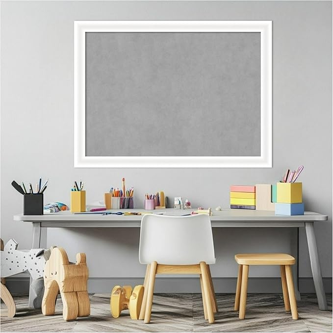 Amanti Art White Framed Magnetic Board 23x31 Medium Vision Board for use with Magnets, 100% Metal Sheet to Display Items as Office Decor or for Home Organization in mudroom, Kitchen or Kids Room