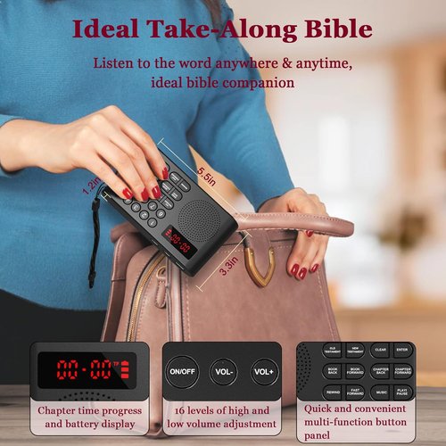 KJV Audio Bible Player - King James Version Talking Bible with 26H Playtime | Perfect Gift for Seniors & Visually Impaired
