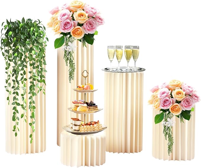 ZHISHUAI- 5 Pack Wedding Centerpieces Cardboard Vases, 20-100cm Cardboard Flowers Stand, for Wedding Aisle Decors, Wedding Receptions, Event Centerpieces