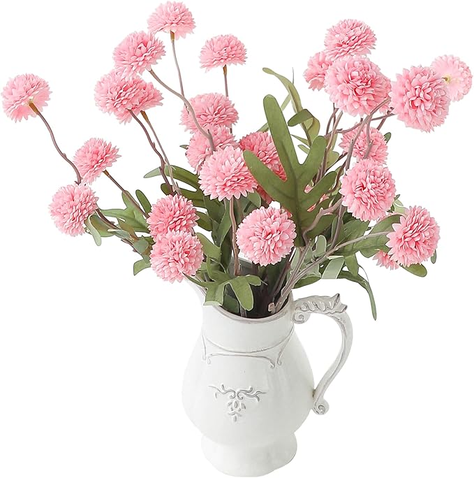 Floroom 6pcs Pink Faux Silk Mums Artificial Flowers, Bulk Fake Small Mini Chrysanthemums with Stems for DIY Blush Wedding Centerpieces Floral Arrangements Vase Fillers Home Decorations
