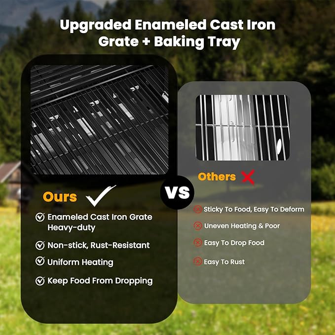 Electactic G41 Gas Grill,4-Burner Gas BBQ Grill with Side Burner, Porcelain-Enameled Grills, 42,000 BTU Stainless Steel Propane Grill for Outdoor Cooking and Patio Barbecues
