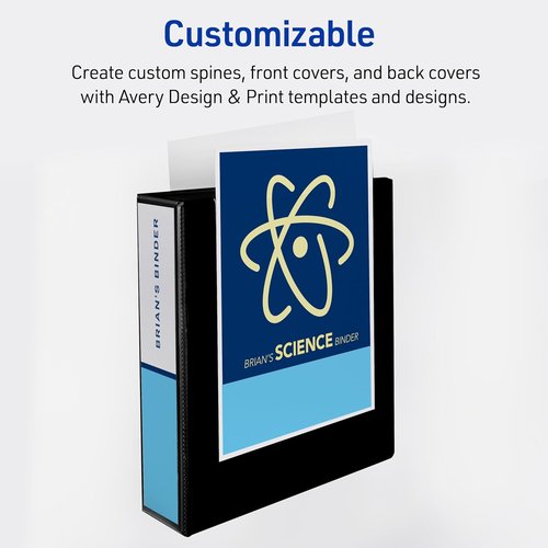 Avery Durable View 3-Inch Binder - 2-Inch Slant Rings, 530-Sheet Capacity, Customizable Cover, Black