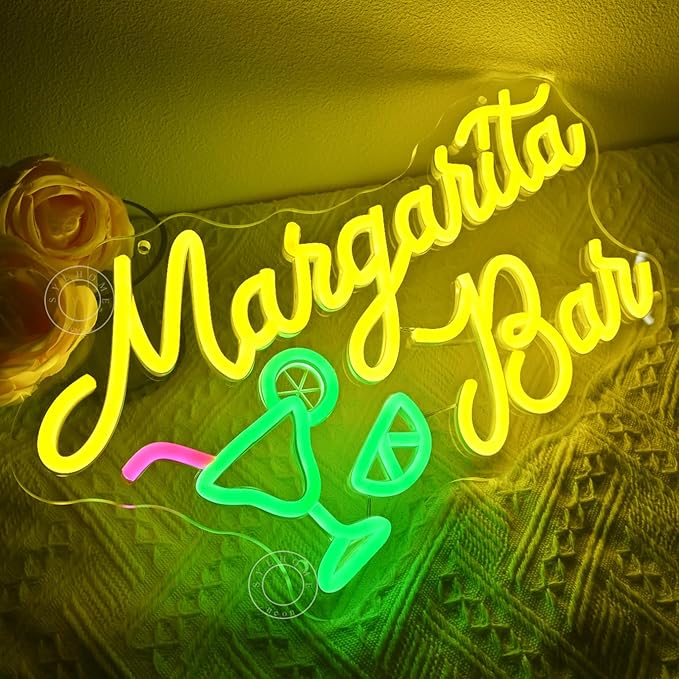 SYLHOME Margarita Bar Led Neon Light Sign Home Bar Pub Man Cave Kitchen Restaurant Wall Sign Decor Wedding Birthday Party Backdrop 15.75" X 8.26" USB