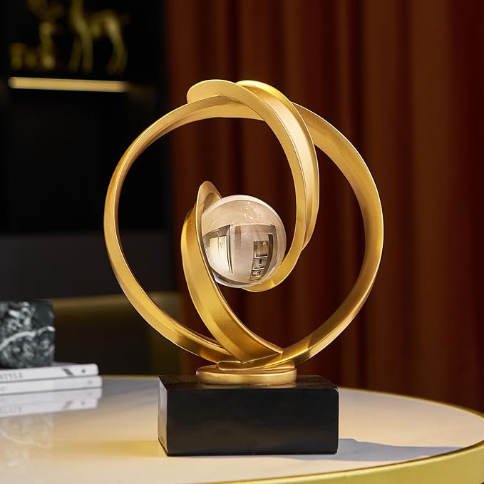 Modern Gold Statue Decor for Living Room, Abstract Art Sculptures Home Décor Accents for Coffee Table TV Stand Bookshelf, Resin Decorations for Dining Room Office Bedroom