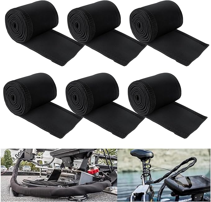 6 PCS Trolling Motor Cable Organizer Sleeve, 60" L Neoprene Troll Sleeve Trolling Motor Wire Cover, Cable Management Sleeve Wrap for Cover Wire and Extension Cords