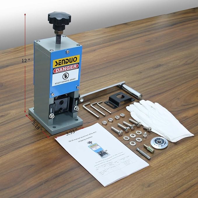 Manual Wire Stripping Machine Speed 50FT/MIN Wire Stripper Machine Wire Gauge Range 0.06-1inch Portable Copper Wire Peeler Machine Two Blades Included for Scrap Copper Wire Cable Stripping