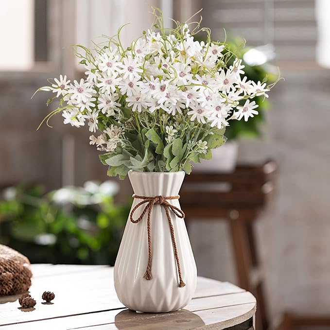 Artificial Flowers Wildflowers Silk Daisy Spring Fake Daisies Decoration Summer UV Resistant Colorful Mixed Bundles Faux Greenery Outdoor Plant Stem Filler for Home Decor Indoor Floral Arrangements