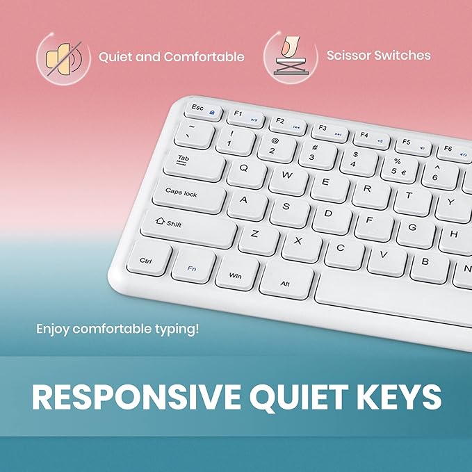 Perixx PERIBOARD-213W Wired Quiet USB Scissor Keyboard - 14.45x4.76x0.70 Inches - Compact Design with Number Pad - White - US English (PERIBOARD-213US)